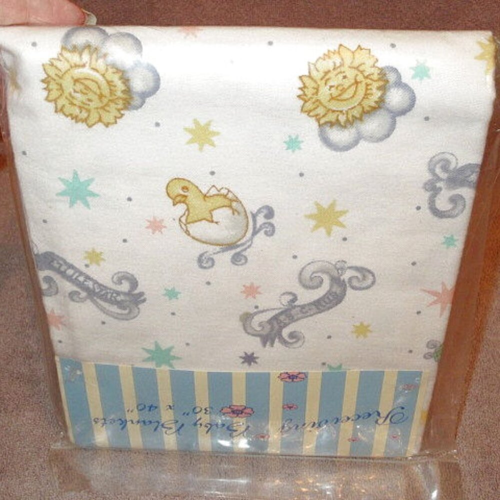 Celestial Sun & Stars Baby Receiving Blankets Set Of 2 Soft Cotton Swaddling NEW